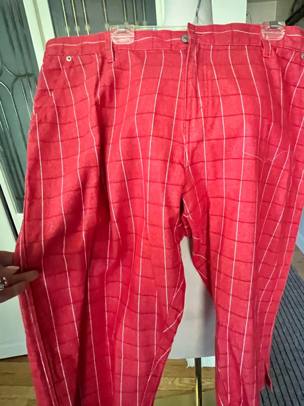 Levi’s Y2K Plus Size 22W Red Windowpane Capri Pants NWT Cropped Stretch